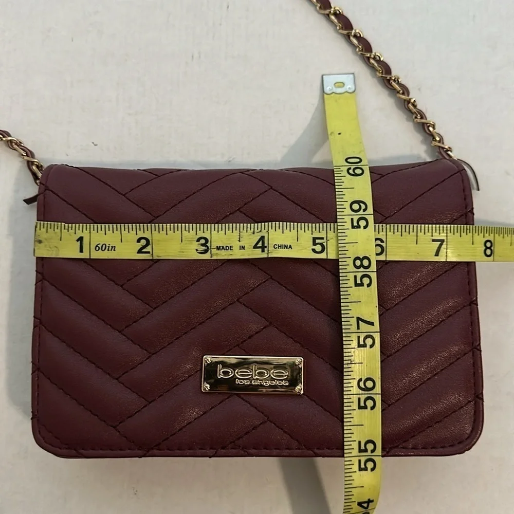 BEBE Sophia crossbody purse burgundy quilted gold hardware BNWOT